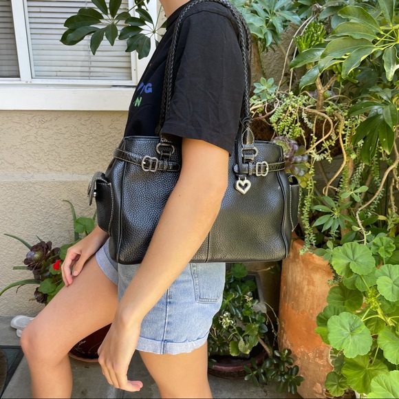 Vintage black/silver Brighton pebbled leather bag